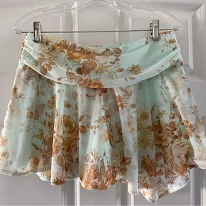 Abercrombie & Fitch Floral Skater Skirt in Mint and Brown